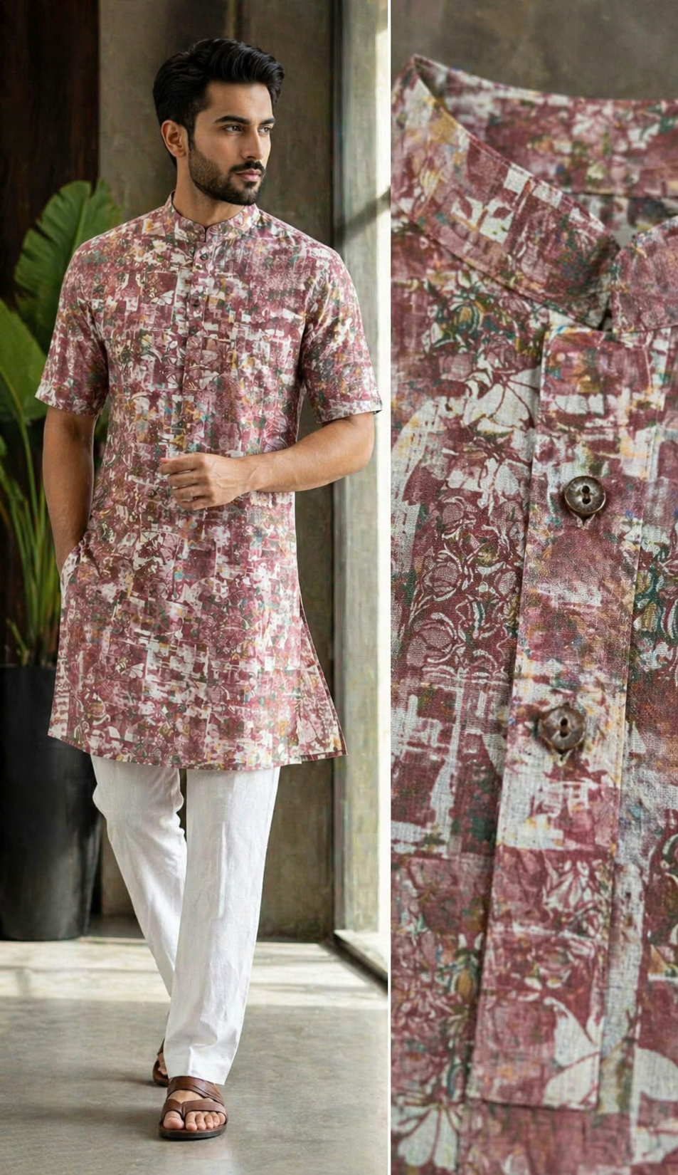 HALFSLEEVE KURTA DIGITAL PRINT ONION