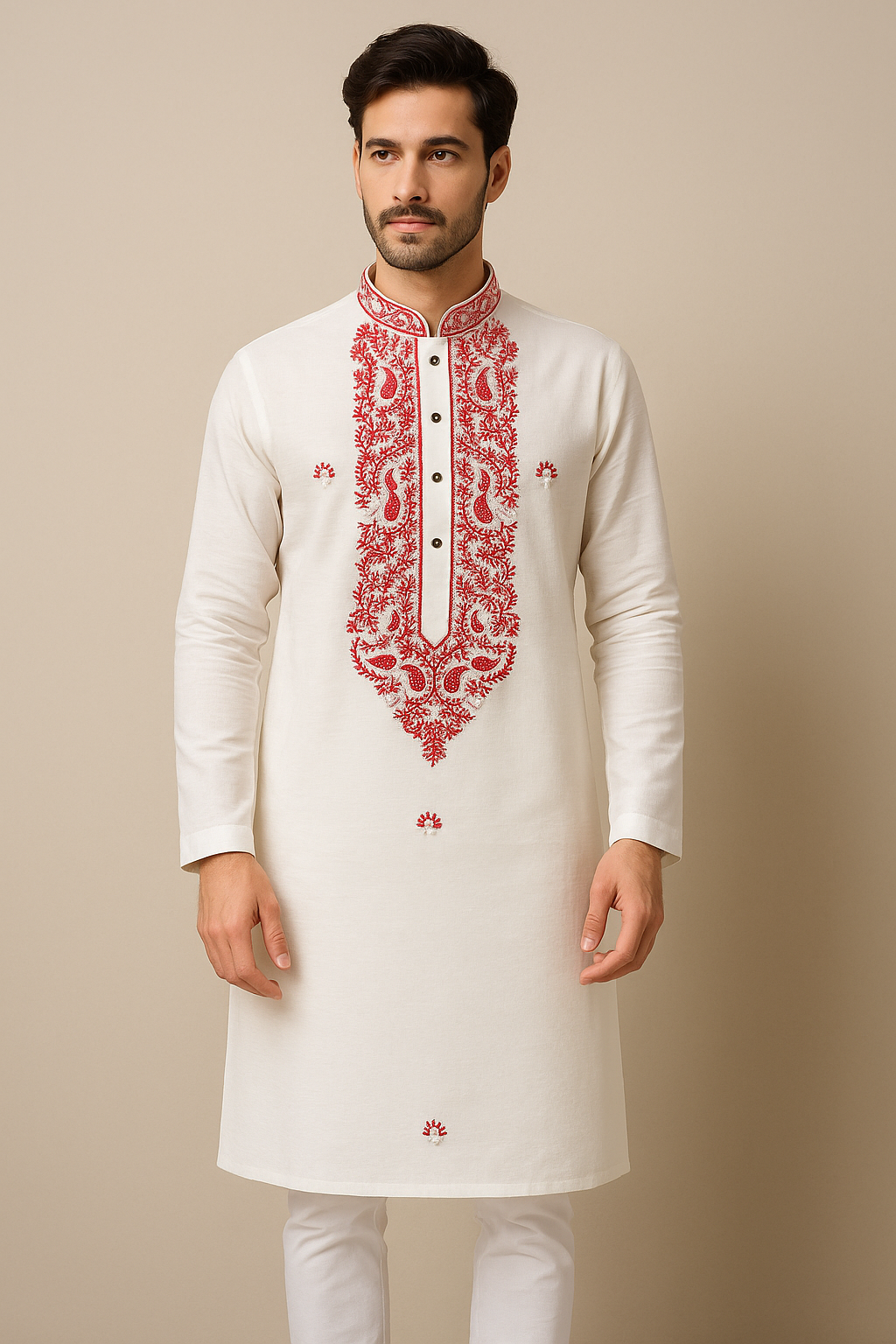 RAW SILK DNO-KERI WHITE-RED