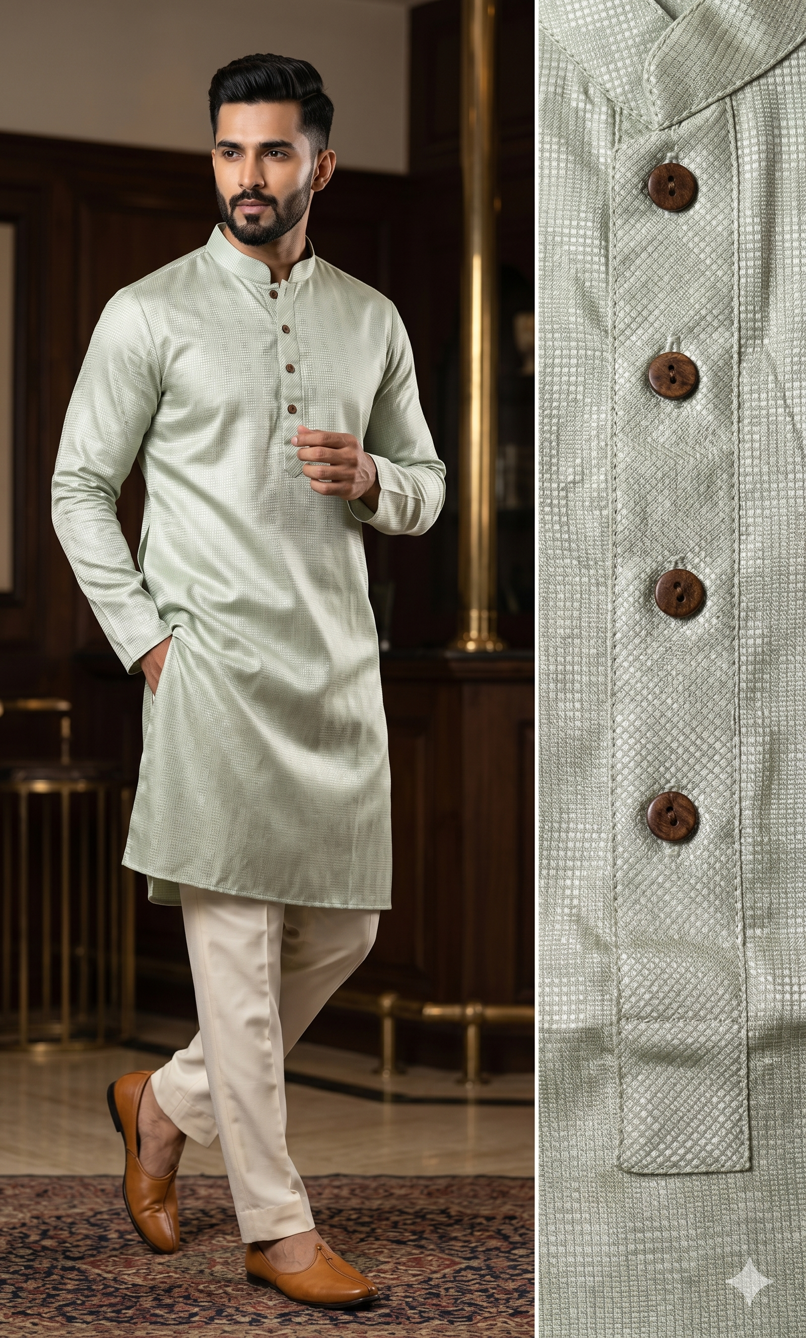 PARSHVA COTTON KURTA PISTA GREEN