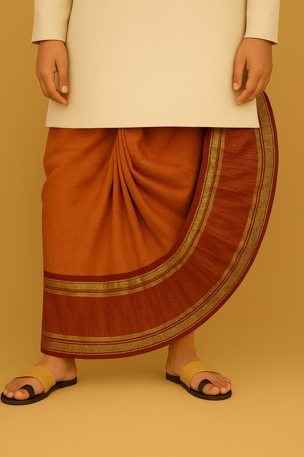 BANGALI STYLE SILK DHOOTI RUST