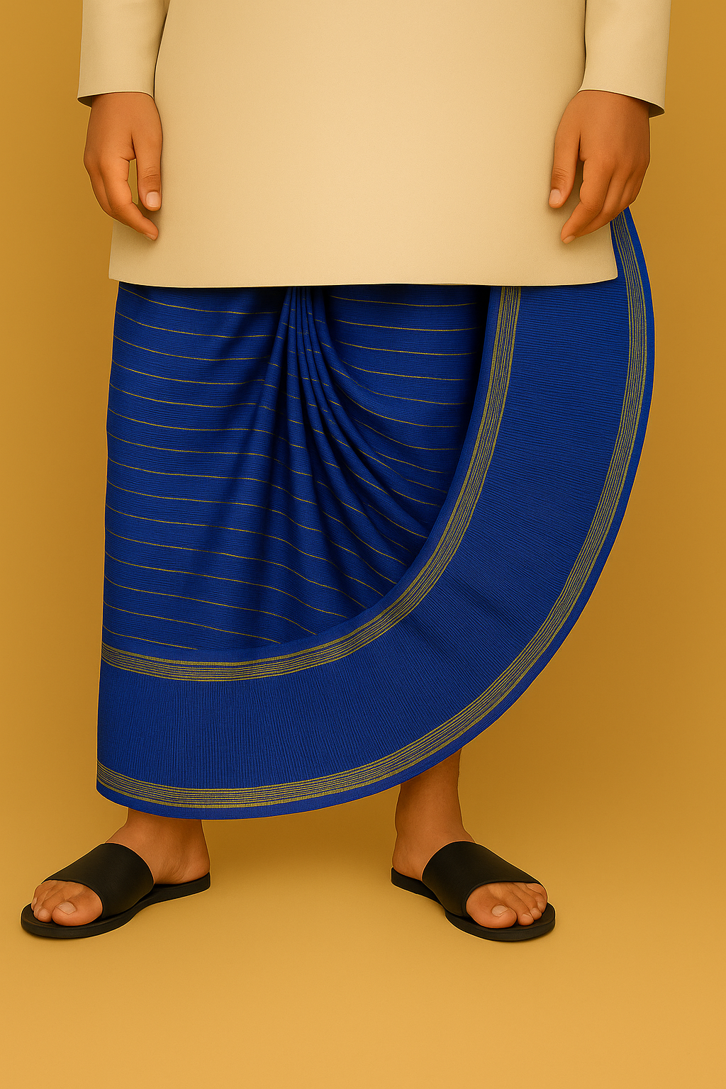 BENGALI STYLE SILK DHOOTI ROYAL BLUE