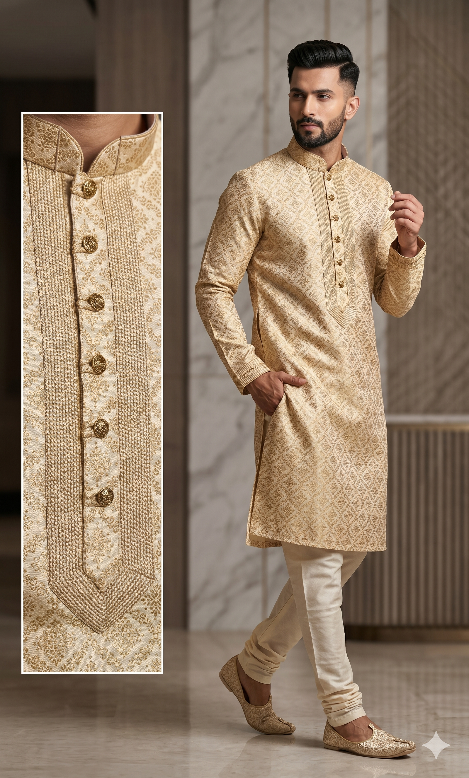 MANNAT JP-3 TASAR BROCADE KURTA PAJAMA SET