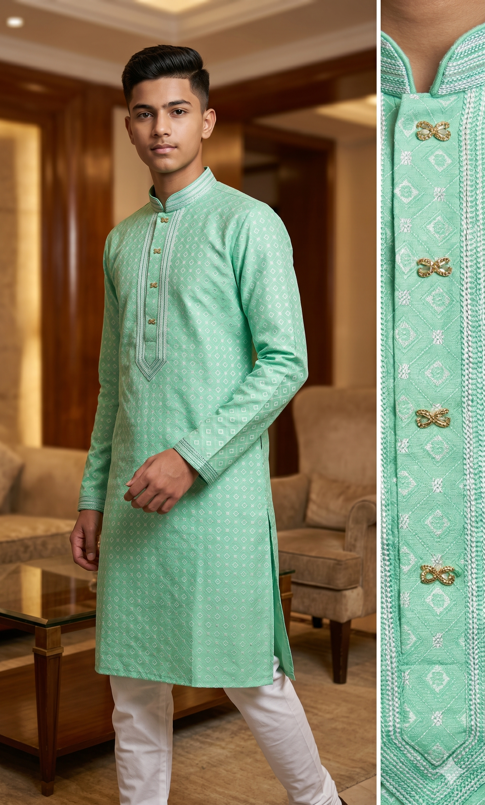 MANNAT DNO-340 KURTA PAJAMA SET SEA GREEN