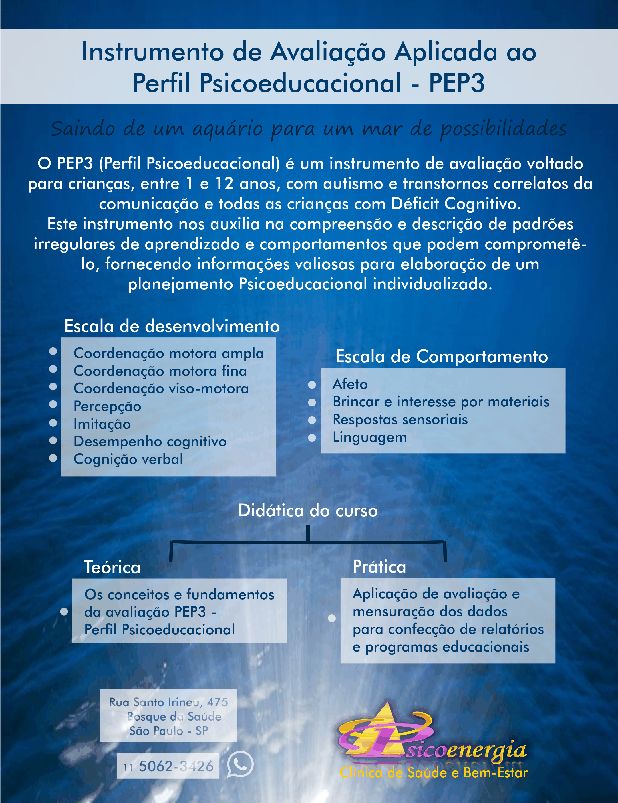 Curso - Instrumento de Avaliação Aplicada ao Perfil Psicoeducacional PEP3