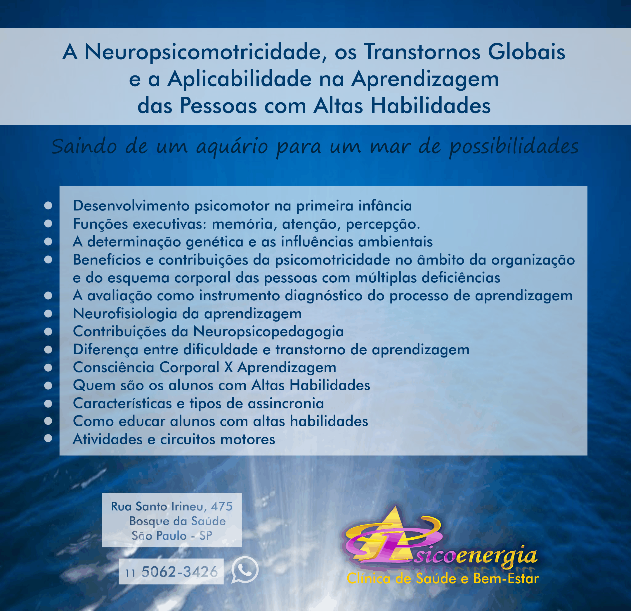 Curso - A Neuropsicomotricidade, os Transtornos Globais e a Aplicabilidade na Aprendizagem das Pessoas com Altas Habilidades
