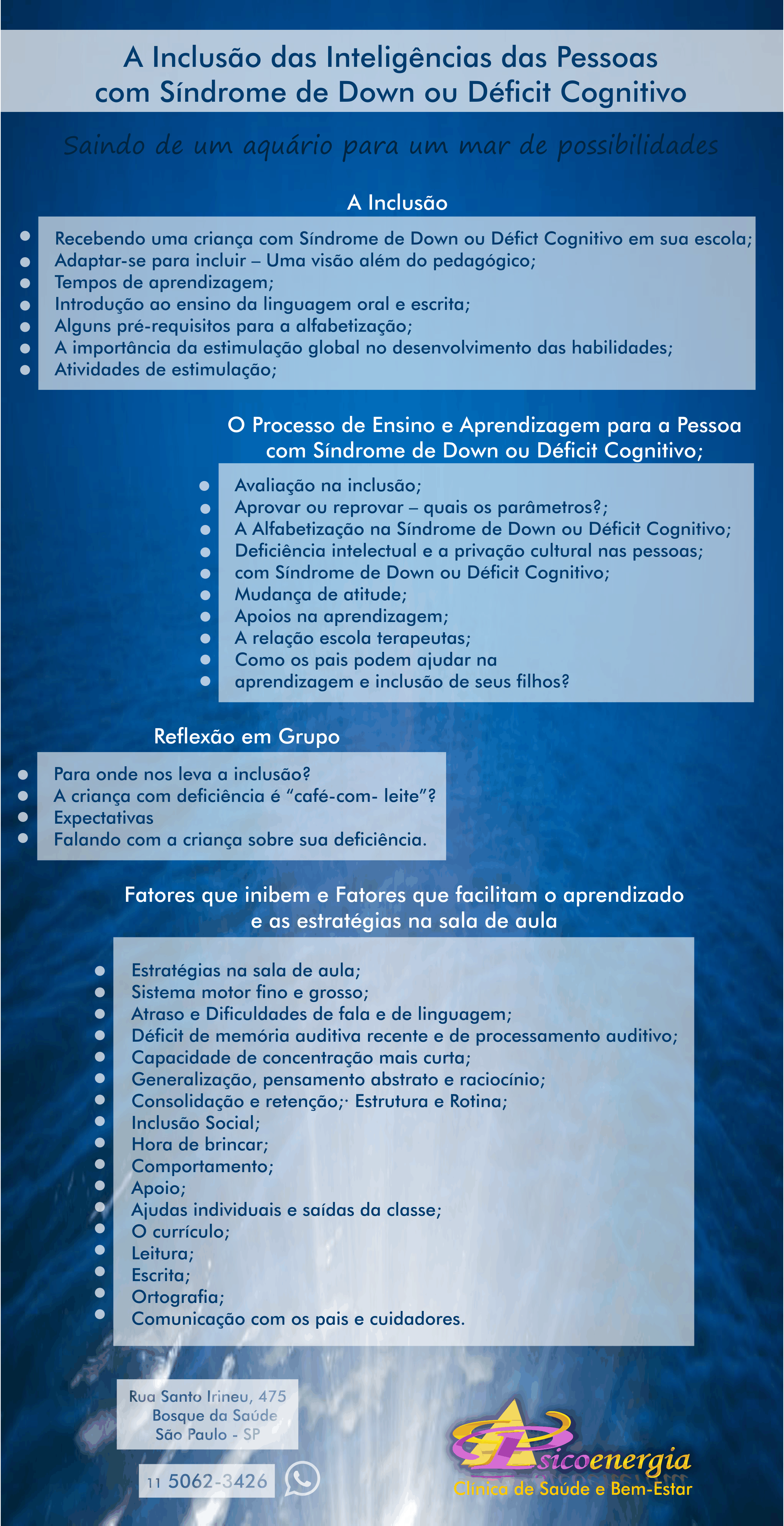 Curso - A Inclusão das Inteligências das Pessoas com Síndrome de Down e Déficit Cognitivo