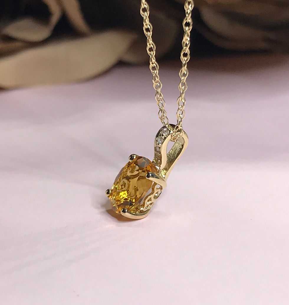 Thumbnail: 14K YELLOW GOLD DIAMOND AND CITRINE PENDANT WITH TWISTED CHAIN 18”