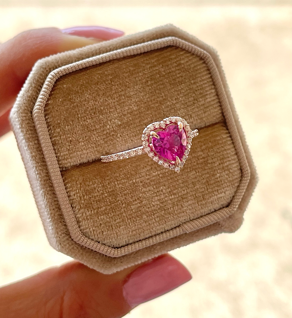 Thumbnail: CUSTOM MADE HEART SHAPE HALO-STYLE ENGAGEMENT RING