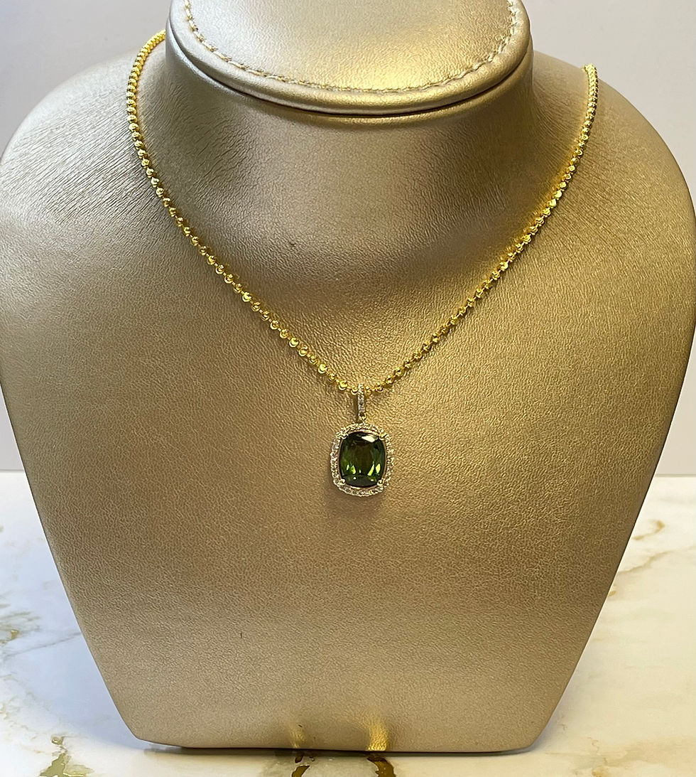 Thumbnail: 14K YELLOW GOLD DIAMOND GREEN TOURMALINE PENDANT