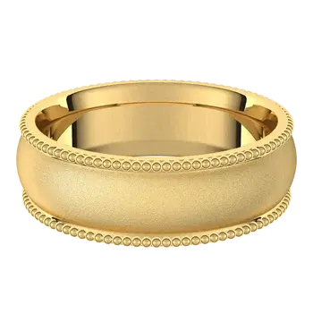Thumbnail: 14K BEAD AND COMFORT FIT HALF ROUND BAND