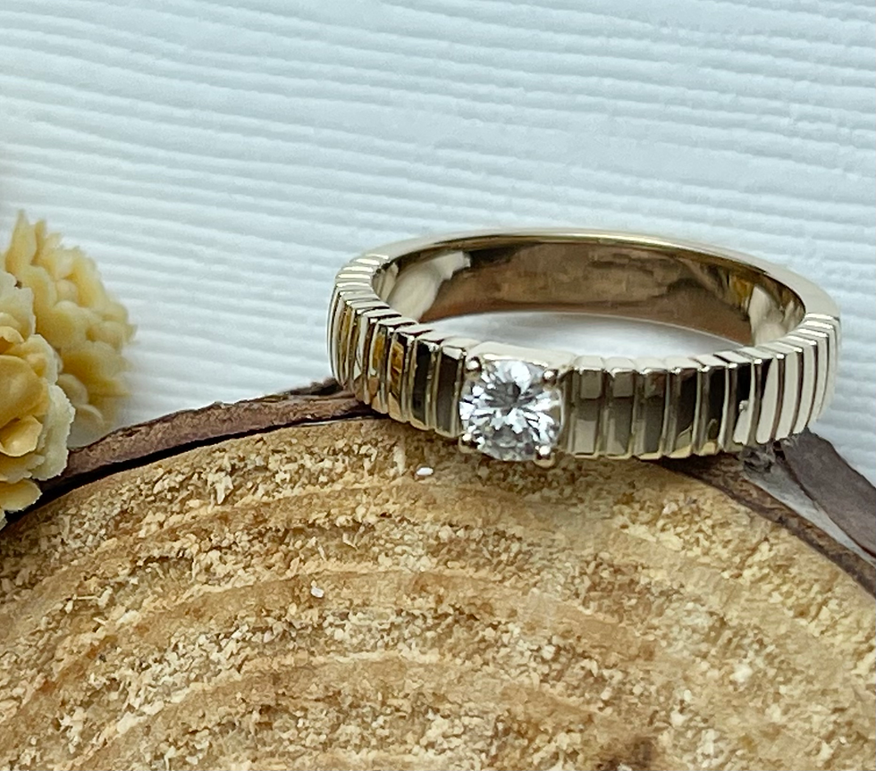 Thumbnail: CUSTOM MADE GRADUATING STATEMENT RING WITH ROUND CUT CENTER