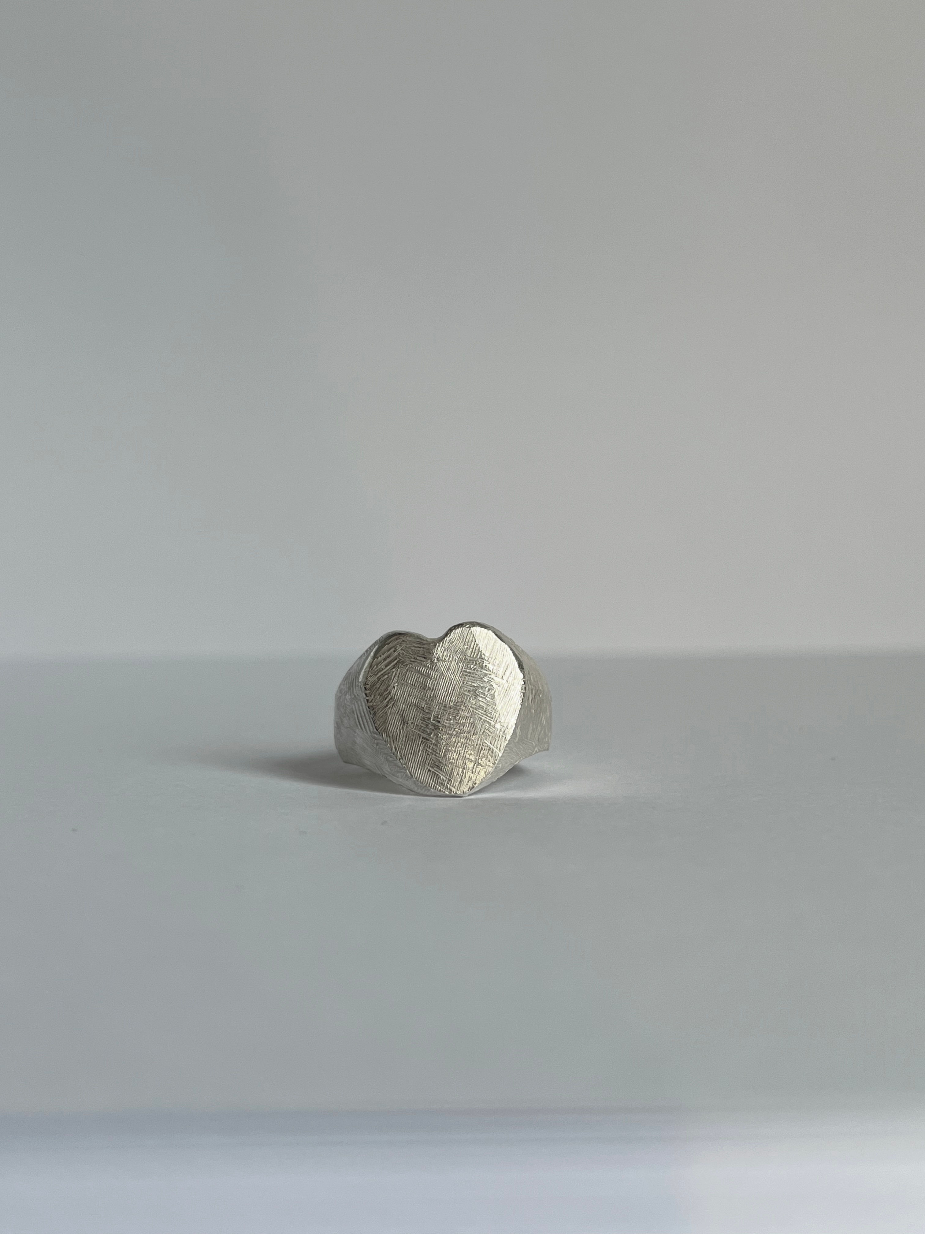 Heart casted signet ring