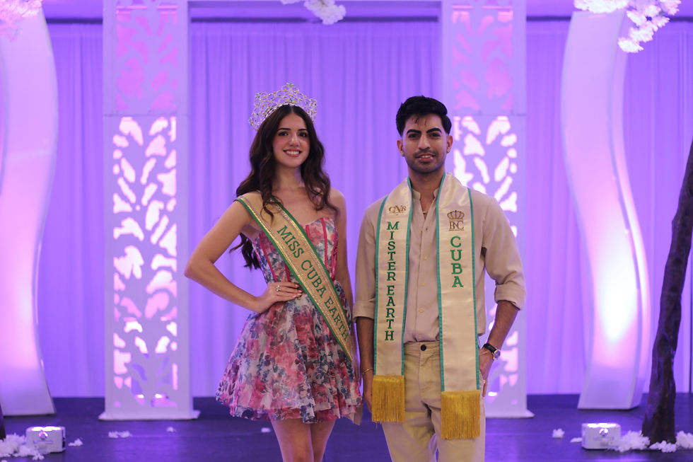 Miss Earth Cuba, Stephany Diaz y Mister Earth Cuba, Jorge Olivera en el South Florida Quince Expo