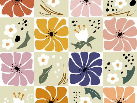 retro muted floral pattern