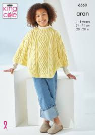 Thumbnail: King Cole 6560 Children's Poncho & Slipover Knitting Pattern in Aran