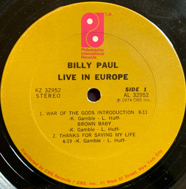 Thumbnail: Billy Paul "Live in Europe" LP M-/M-
