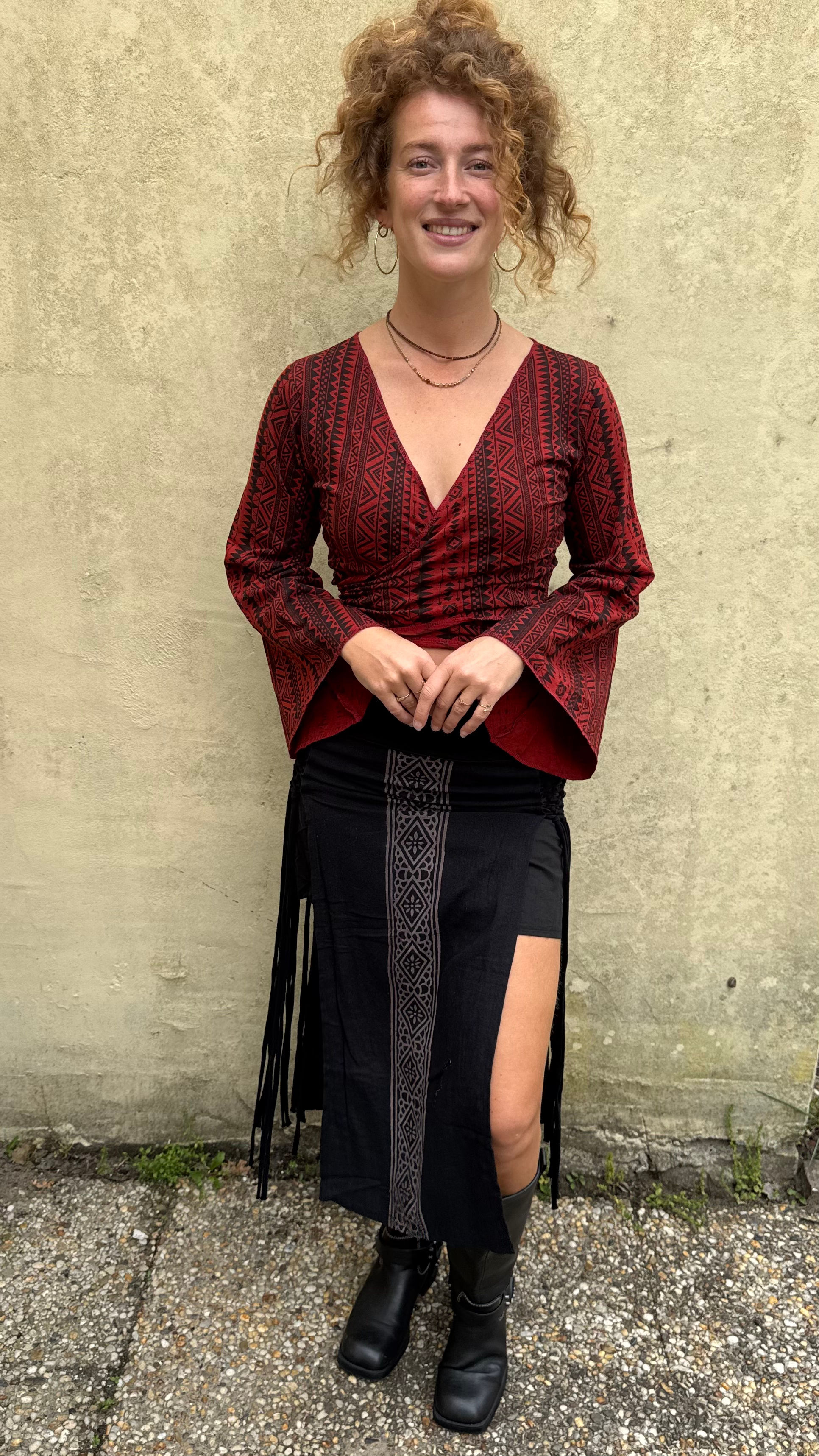 Blockprint Fringe Skirt 