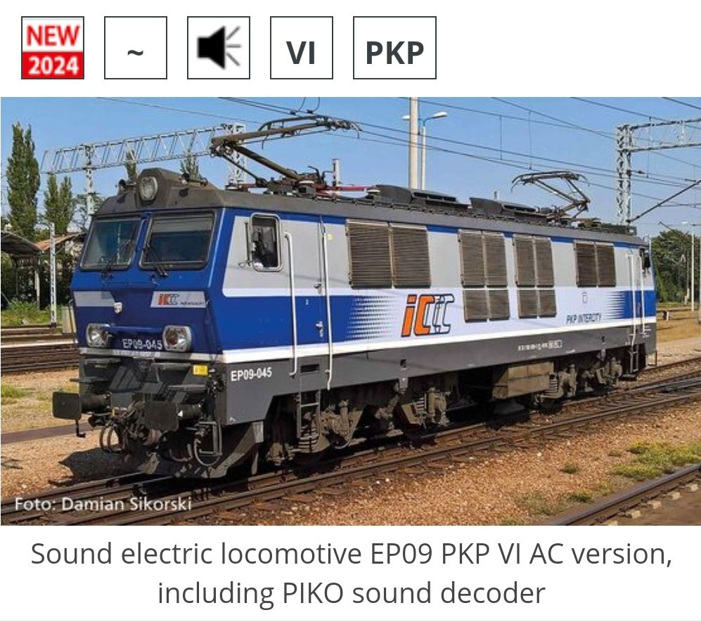 Piko PKP EP 09 Electric Locomotive 97523 HO Scale AC Digital with sound 