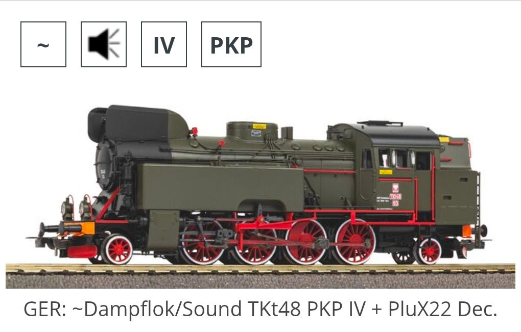 Piko PKP TKt48 Steam Locomotive 50763 HO Scale AC sound