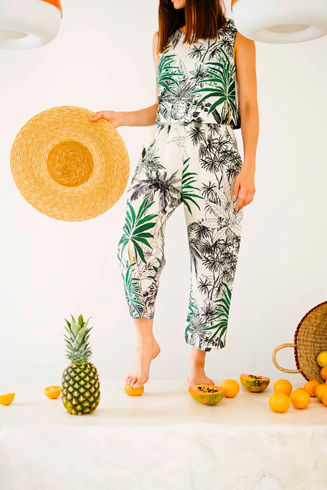 Club Tropicana Palm tree Crop Top and Pants