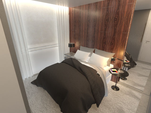 Quarto com painél pau de ferro