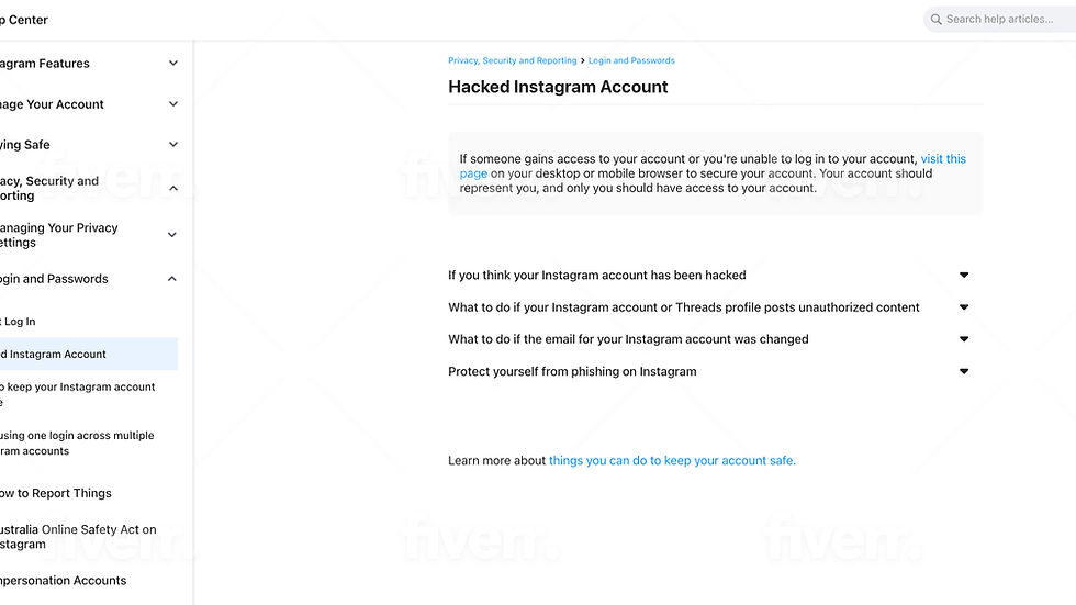 Instagram account hacked