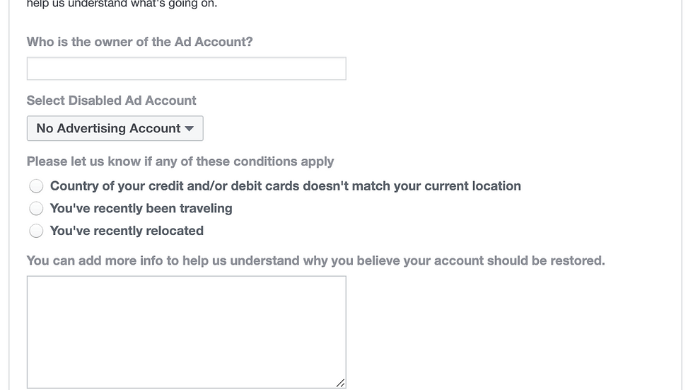 facebook disabled ad account