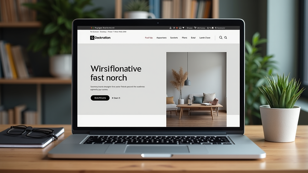 Eye-level view of a modern ecommerce website homepage on a laptop
