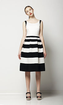Fashion Model in Monochrome Dress