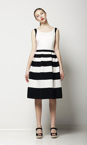 Fashion Model in Monochrome Dress