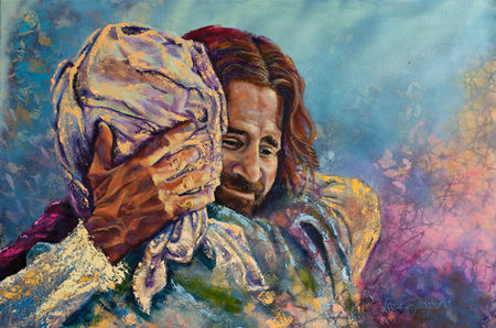 Pair in embrace