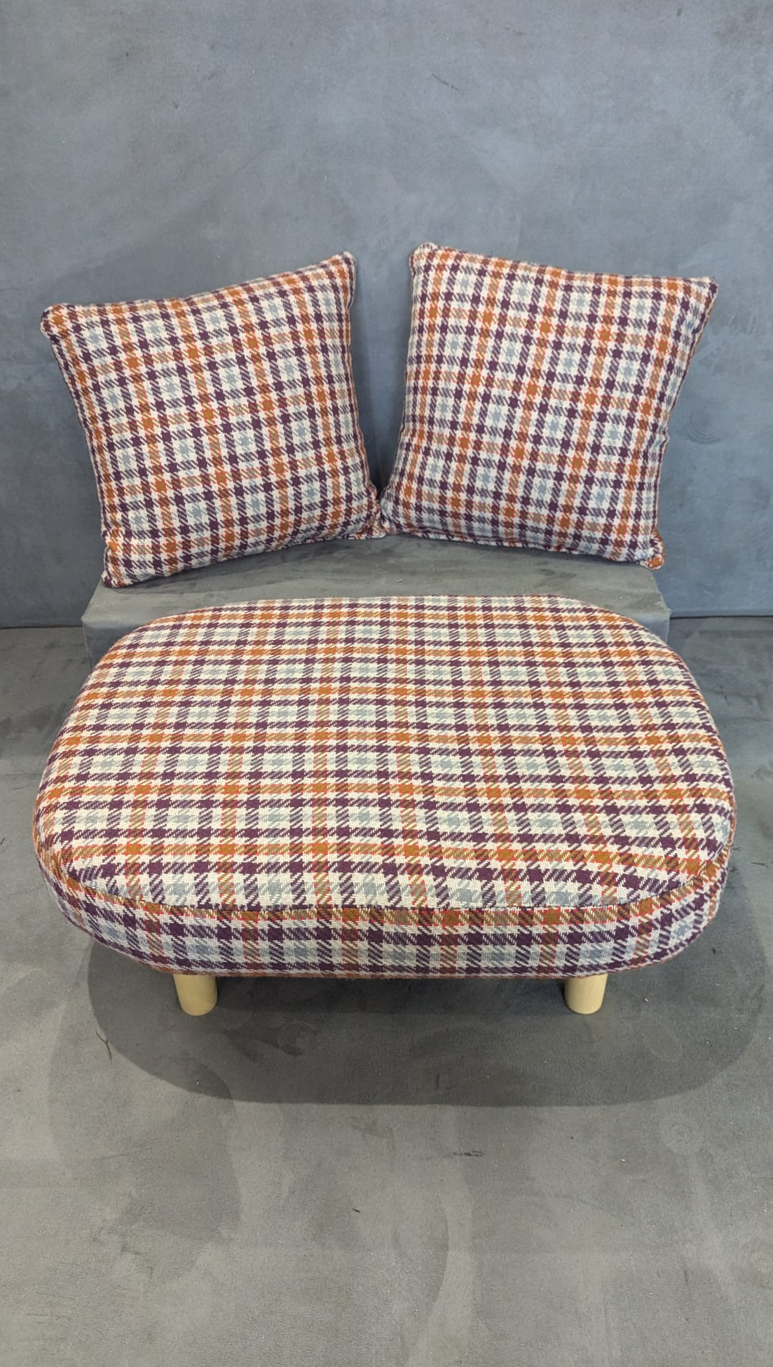 Footstool & cushion set - Multi tartan