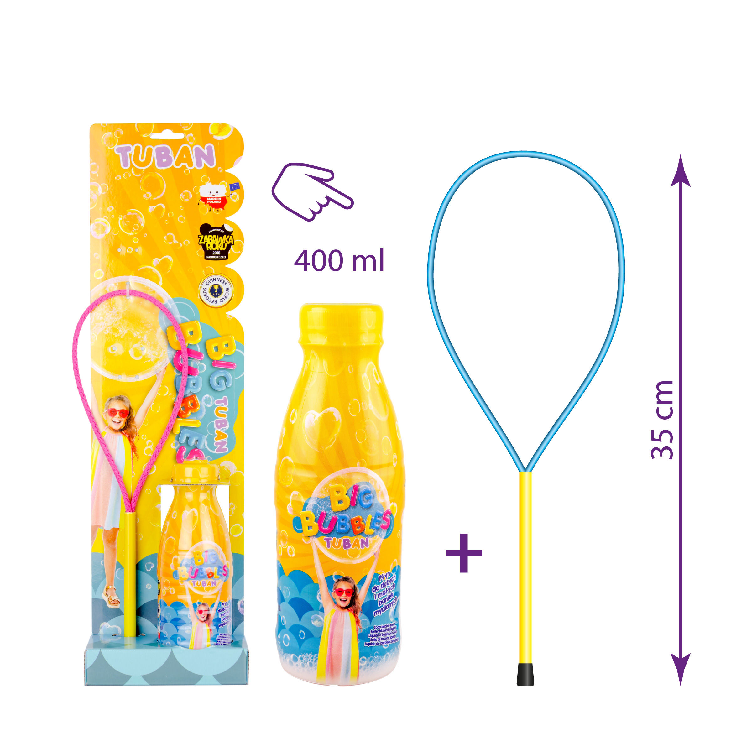 Set de facut baloane mari, cu inel simplu + lichid 400 ml
