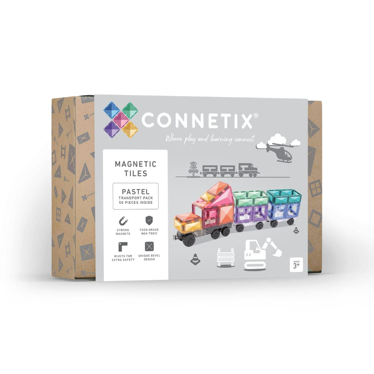 Connetix Tiles 50 pieces Pastel Transport