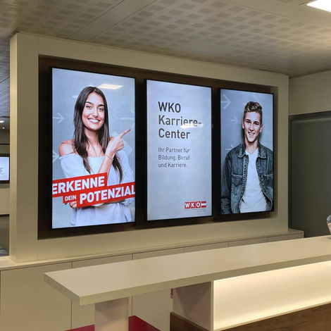 Digital signage display used for dynamic content, promotions, and information sharing.