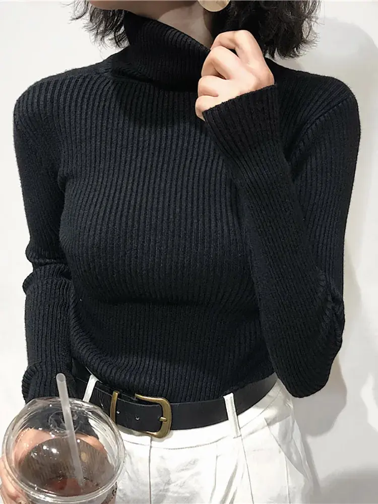 Thumbnail: Turtleneck Sweater Womens 2025 Autumn Winter Tops Korean Slim Women Pullover