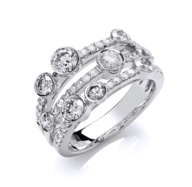 Platinum 1.70ct Natural Diamond Statement Ring