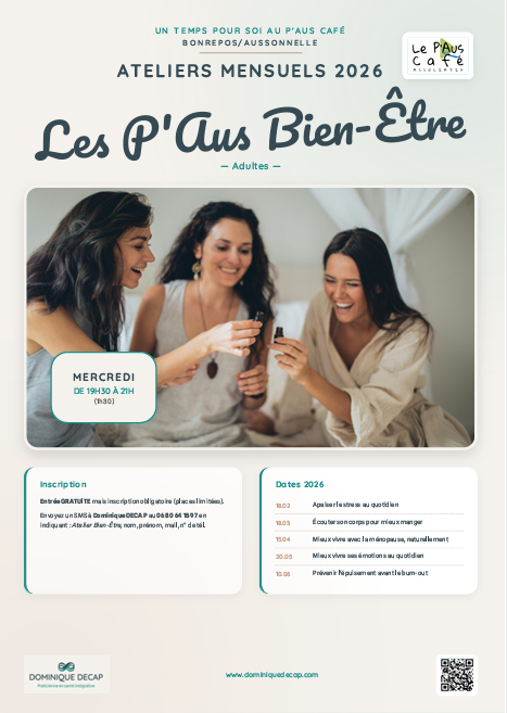 ATELIER : mieux vivre ses émotions au quotidien - Mercredi 20 mai 19h30