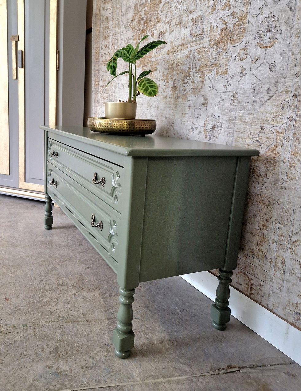 Thumbnail: Groen dressoir/ vintage look ladekastje/ tvkast 