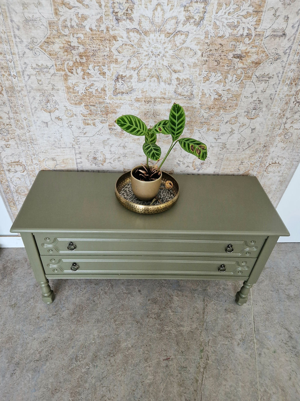 Thumbnail: Army green dressoir/ vintage look ladekastje 