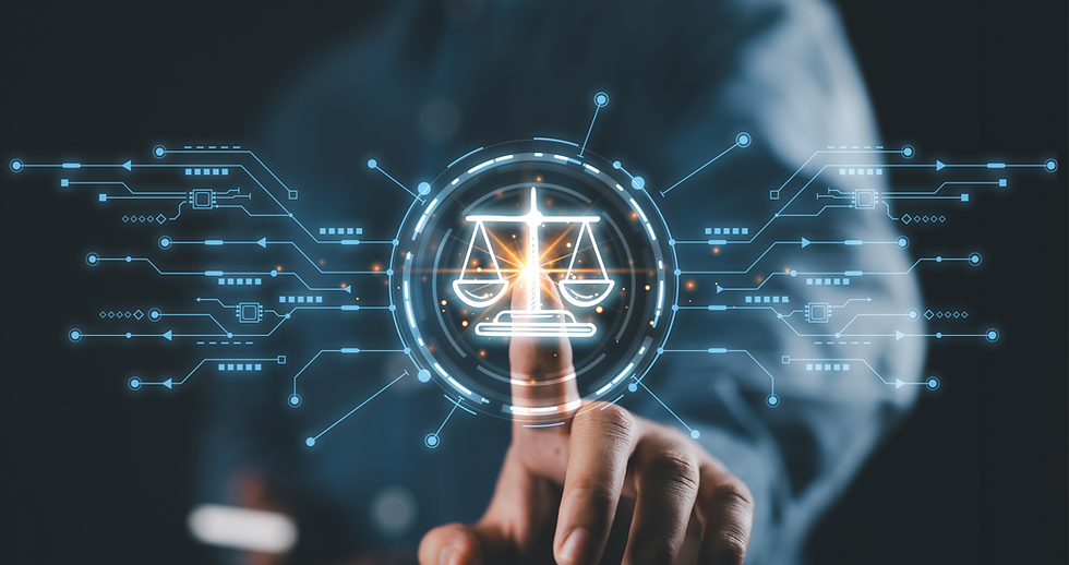 Justice and laws concept. AI ethics or AI law, developing AI codes of ethics. Compliance,