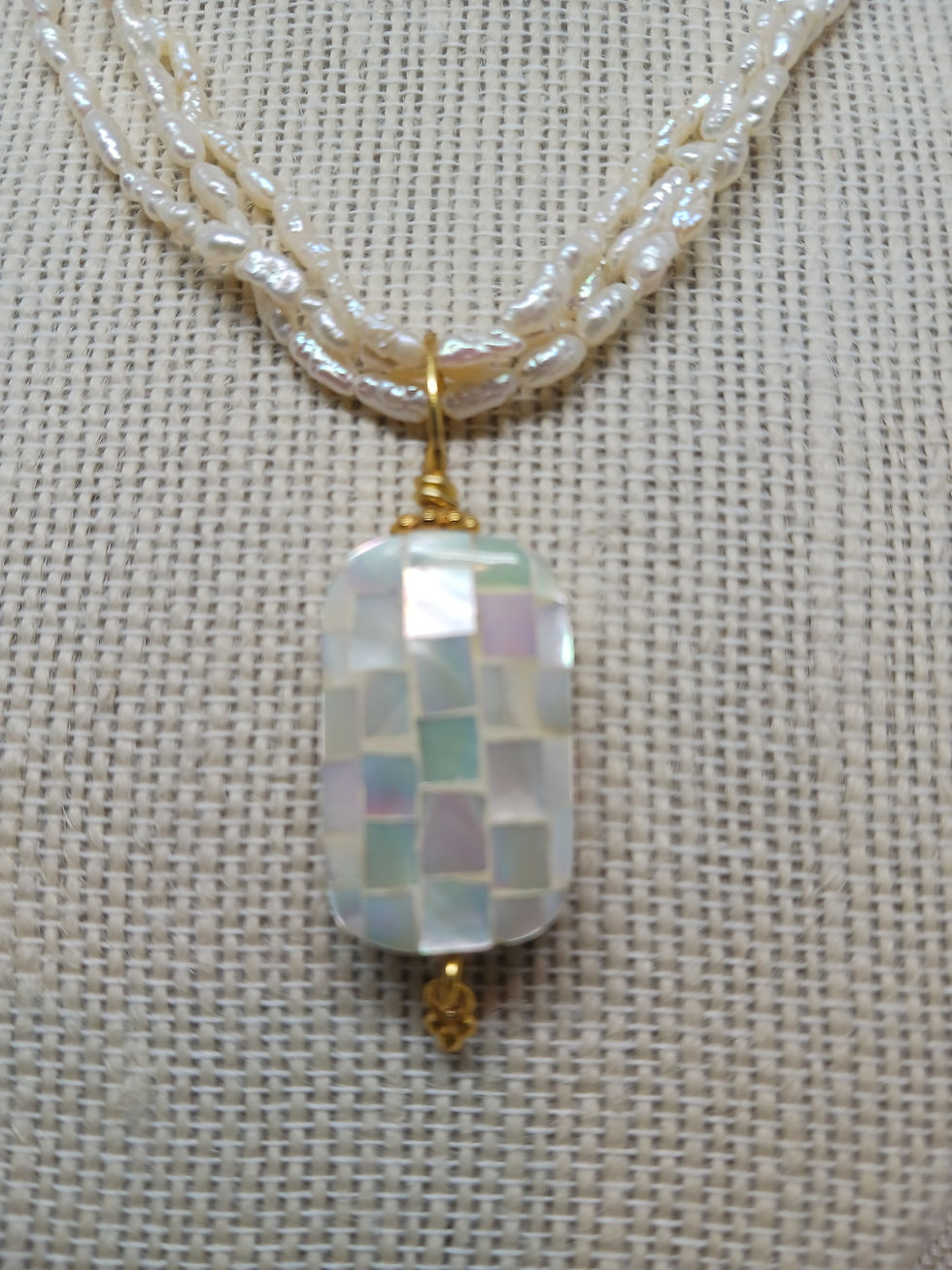 Thumbnail: Fresh water pearl nacre pendant necklace