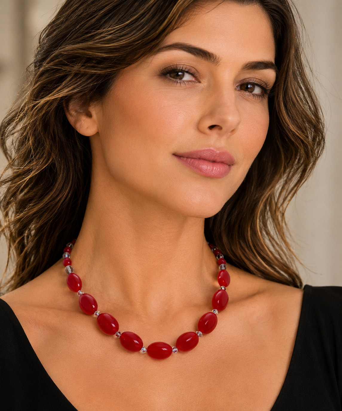 Austrian crystal & ruby necklace