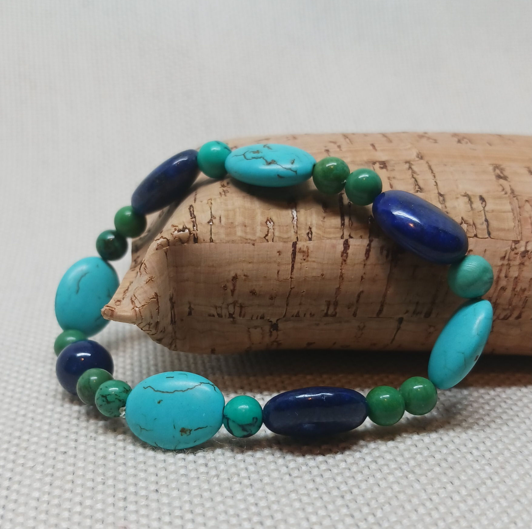 Lapis and turquoise stretch bracelet