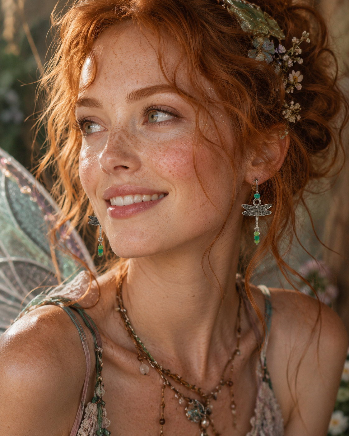 Dragonfly emerald earrings