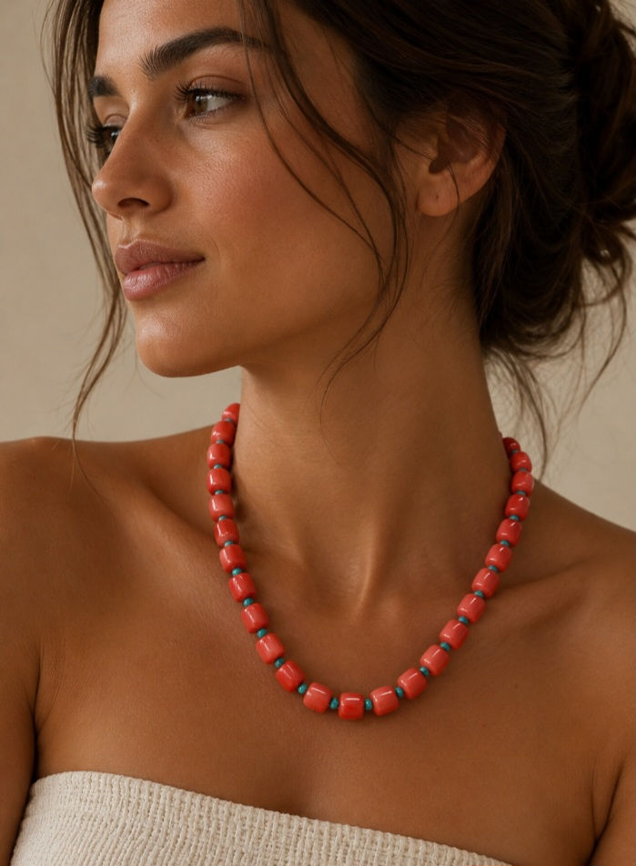 Coral and turquoise matinee