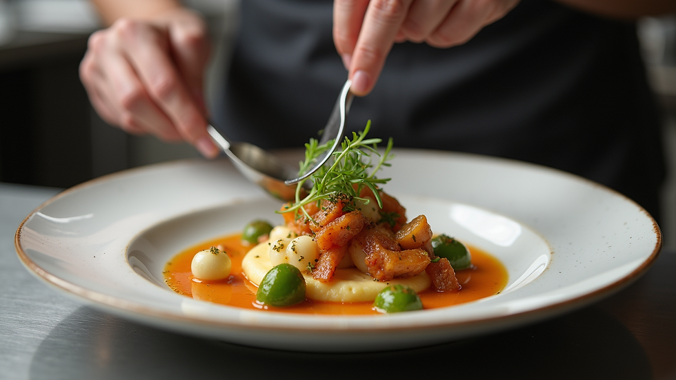 Close-up view of a gourmet dish prepared by a private chef