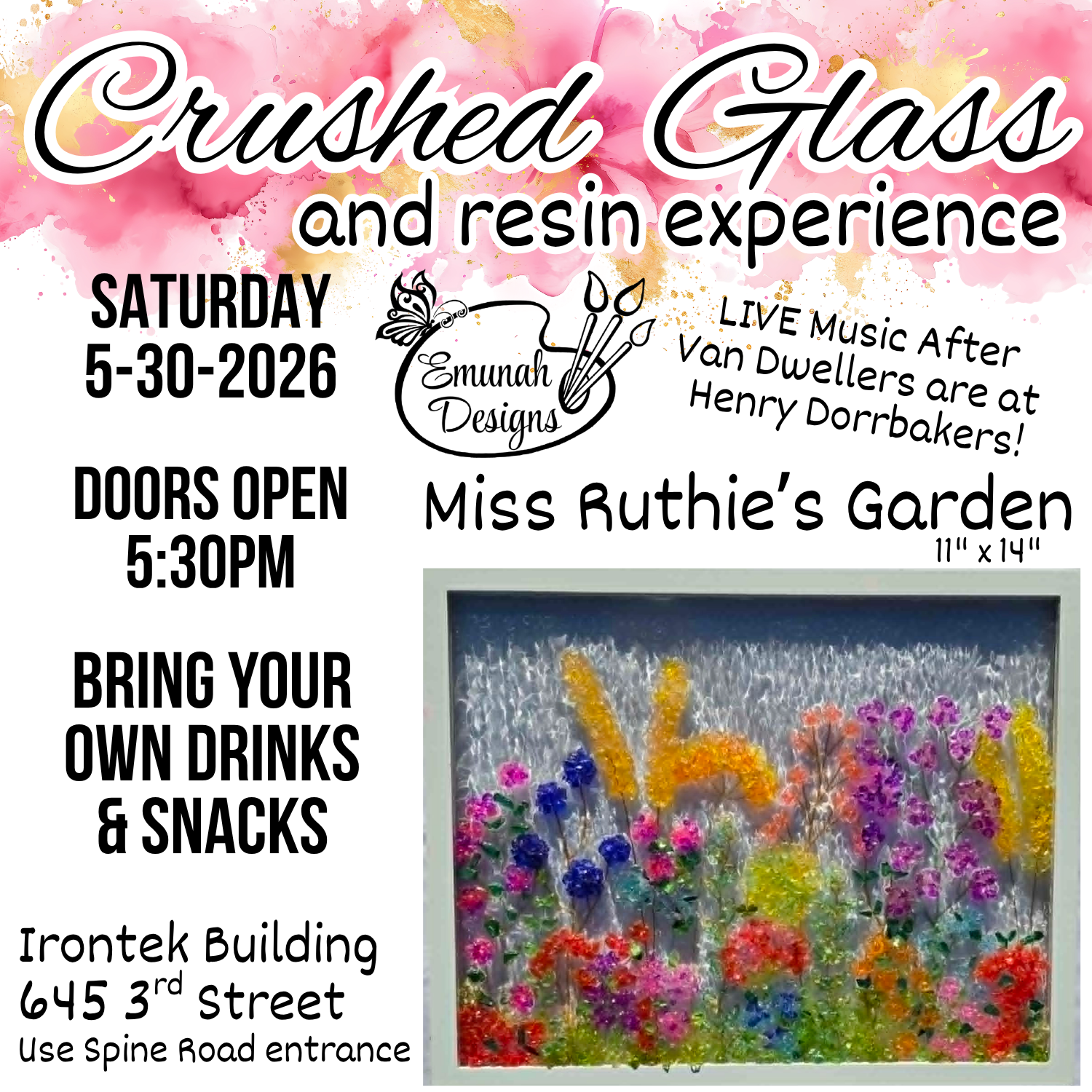 Miss Ruthie's Garden 11" x 14"  in Crushed Glass & Resin - 5/30/2026