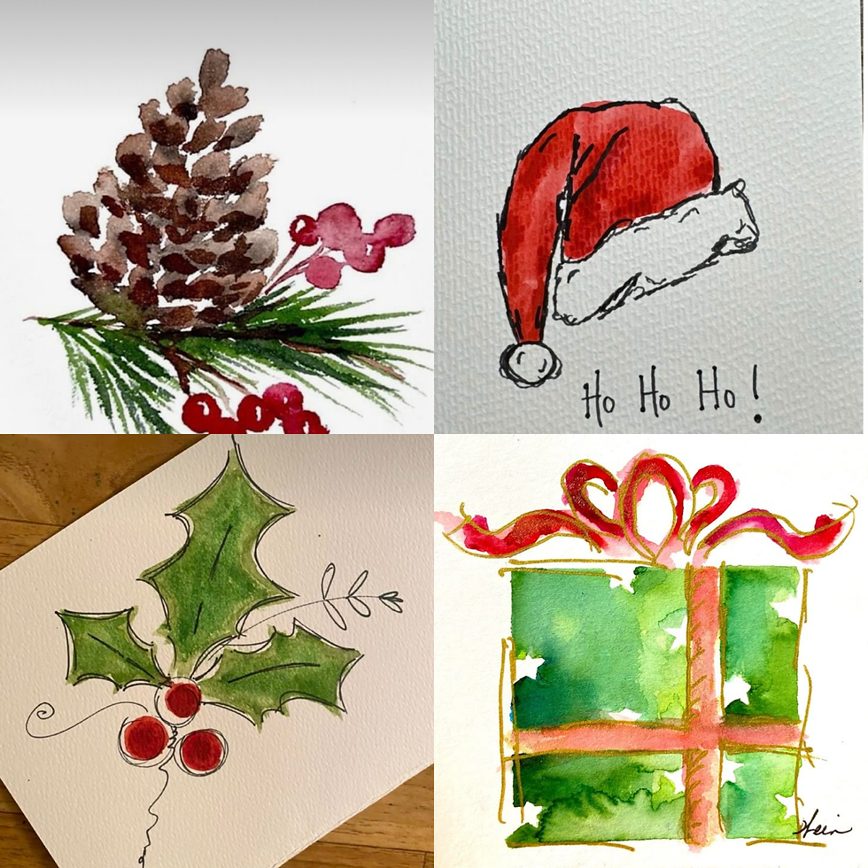 Thumbnail: Watercolor Christmas Cards - Tuesday mornings at IronTek