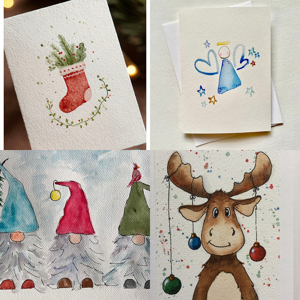 Thumbnail: Watercolor Christmas Cards - Tuesday mornings at IronTek